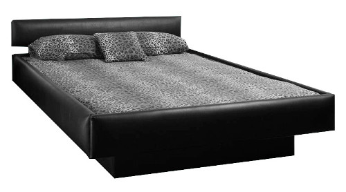 Strobel Organic Aspen Complete Waterbed 5 Board Vinyl Upholstered   Black Vinyl Queen 