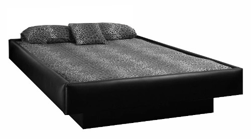 Strobel Organic Boulder Complete Waterbed 4 Board Vinyl Upholstered   Black Vinyl Super Single 