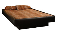 Strobel Organic Denver Complete Waterbed 4 Board Fabric Upholstered   Chocolate Fabric Queen 